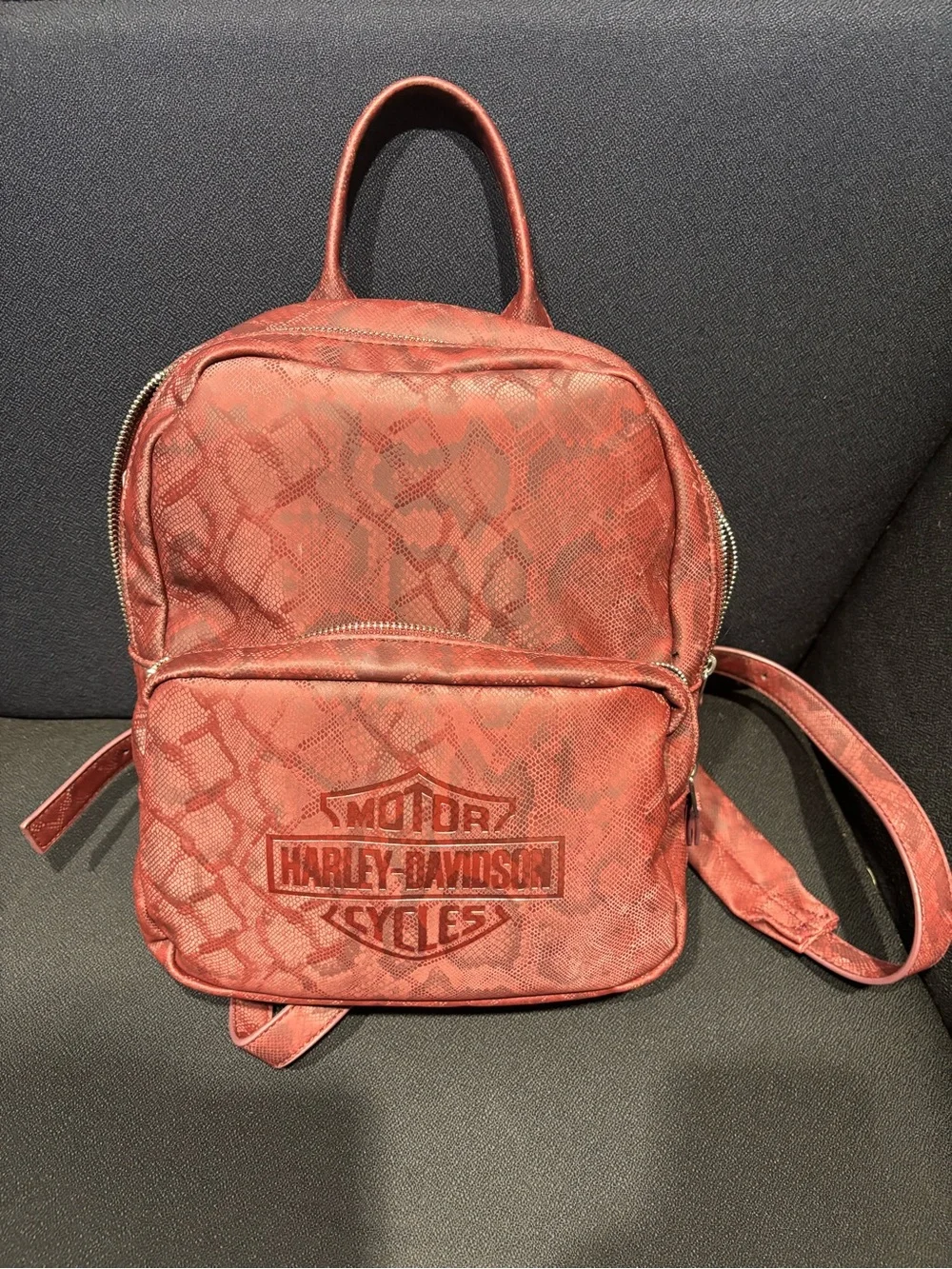 Harley-Davidson Women's Deep Wine Snake-Print Backpack